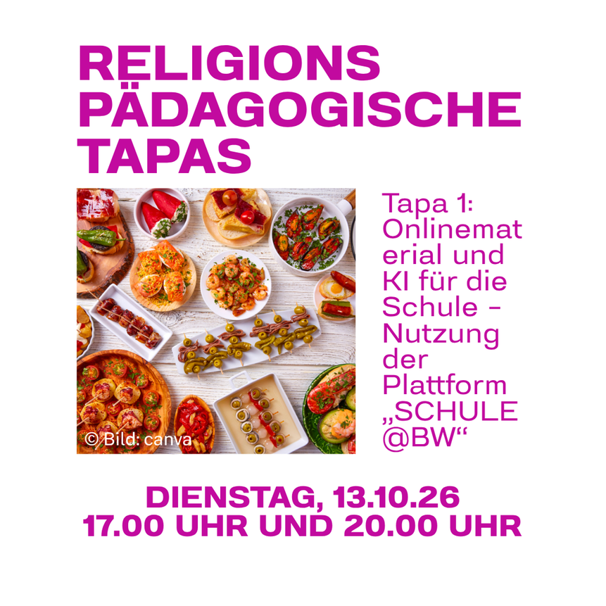 Herzliche Einladung zum 1. religionsp&auml;dagogischen Tapa - online!